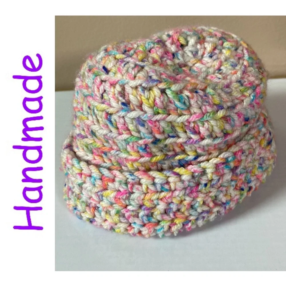 Hand Crafted Colorful Cable Knit Knitted Baby Hat Handmade